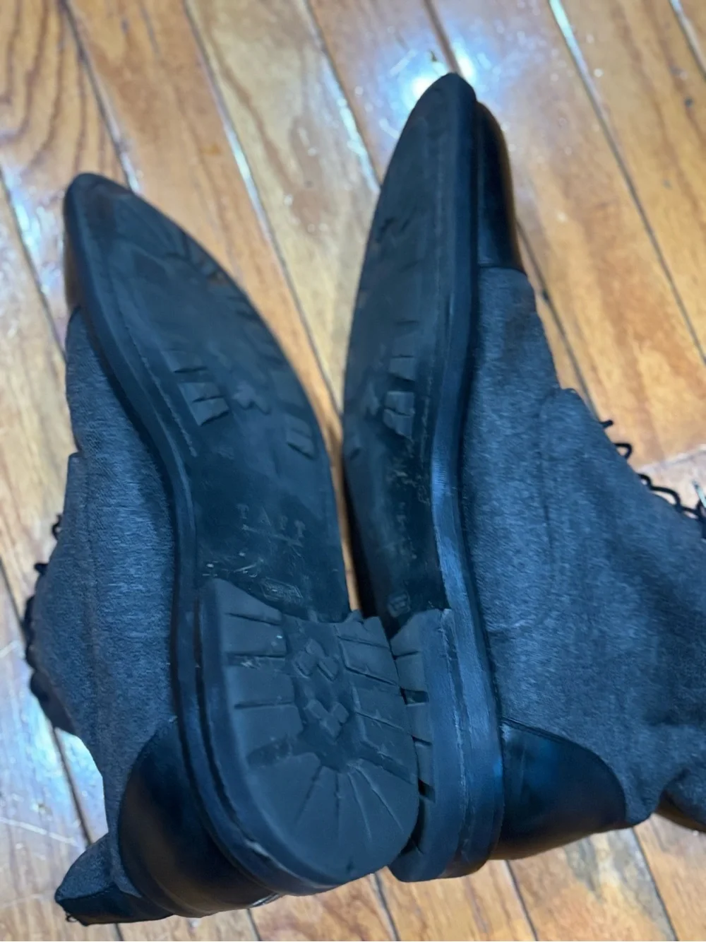 Taft The Jack Boots Grey Wool Black Leather Mens Size EU 46 US 13 Preowned